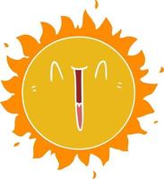 happy flat color style cartoon sun vector