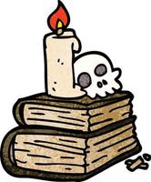 cartoon doodle spooky old spell books vector