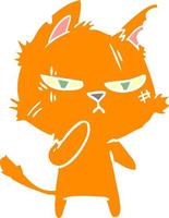 tough flat color style cartoon cat vector