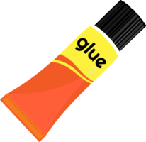 Glue bottle with black cap and orange yellow tube png