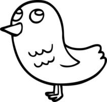 line drawing cartoon bird looking up vector