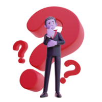 3d vampire character with question mark, Happy halloween. png