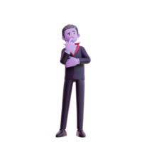 3d vampire character thinking about something , Happy halloween. png