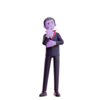 Personagem de vampiro 3d pensando em algo, feliz dia das bruxas. png