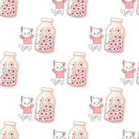 seamless pattern of cat cartoon png