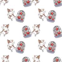 seamless pattern of cat cartoon png