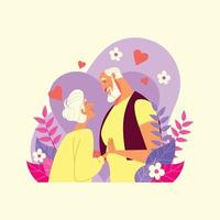 Romantic and Healthy Old Couple vector