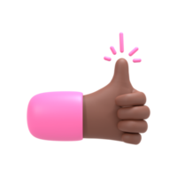 marrón, pulgar arriba, mano, gesto, 3d, icono png