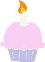 cupcake de cumpleaños de dibujos animados de estilo de color plano vector