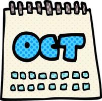 cartoon doodle calendar showing month of october vector