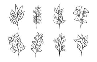 colección de tatuajes florales minimalistas dibujados a mano vector