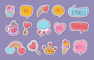 Heart Love Hand Drawn Sticker For Journal Template vector