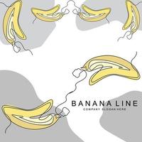 Banana Logo Design, Fruit Vector With Line Art Style, Product Brand Walpaper Illustration