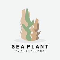 logotipo de algas marinas, diseño de vectores de plantas marinas, comestibles y protección de la naturaleza