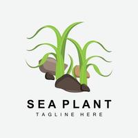 logotipo de algas marinas, diseño de vectores de plantas marinas, comestibles y protección de la naturaleza