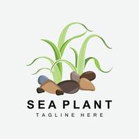 logotipo de algas marinas, diseño de vectores de plantas marinas, comestibles y protección de la naturaleza