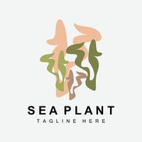 logotipo de algas marinas, diseño de vectores de plantas marinas, comestibles y protección de la naturaleza