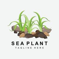 logotipo de algas marinas, diseño de vectores de plantas marinas, comestibles y protección de la naturaleza