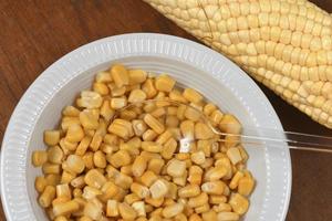 plate with corn cooked photo