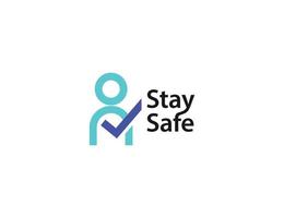 Safe person logo with check mark symbol illustration vector