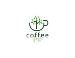 Coffee fresh logo with natural plant concept illustration vector
