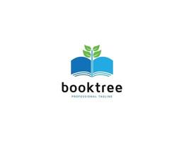 logotipo de libro de educación con concepto de planta vector