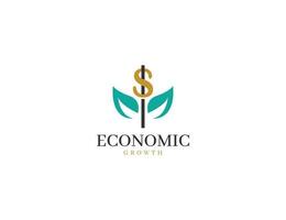 Financial growth logo with plant leaf illustration vector