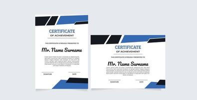 horizontal and vertical certificate template with stripes ornament and modern texture pattern background vector