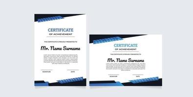 horizontal and vertical certificate template  Modern blue and gold certificate of achievement template vector