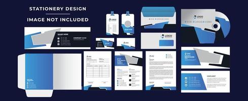 Corporate Brand Identity Mockup set with digital elements. Classic full stationery template design. Editable vector illustration Business card, Id card, envelope, letterhead