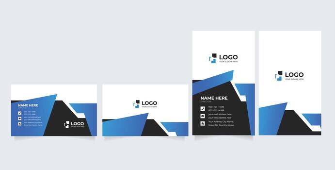 Double-sided creative and modern business card template. clean and simple Portrait and landscape orientation. Horizontal and vertical layout vector