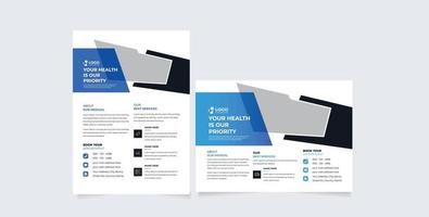 Health insurance poster template with editable text and medical brochure cover design vector