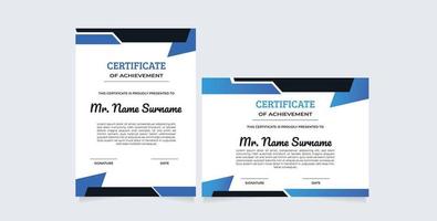 certificate template. Modern certificate portrait and landscape design in A4 size. Suit for business, education vector