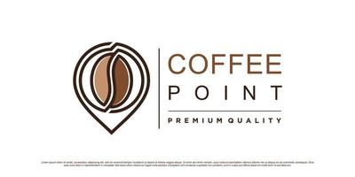 Coffee logo design template with location point icon and creative element concept vector