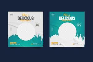 social media post template for food promotion simple banner frame vector