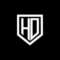 HO letter logo design with black background in illustrator. Vector logo, calligraphy designs for logo, Poster, Invitation, etc.