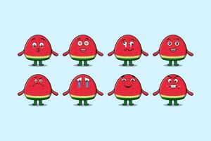 Set kawaii watermelon cartoon character expression vector