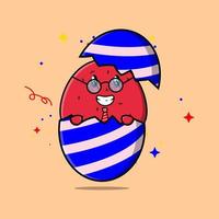 Cute cartoon watermelon out from easter watermelon vector