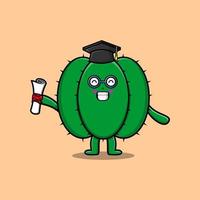 lindo estudiante de cactus de dibujos animados en el día de la graduación vector