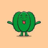 Cute cartoon cactus with flashy expression vector