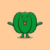 Cute cartoon cactus with flashy expression vector