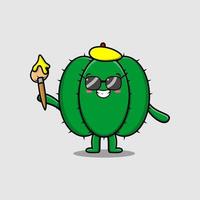 Cute cartoon Cactus painter brush to draw vector