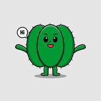 lindo cactus de dibujos animados con expresión feliz vector