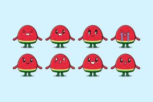 Set kawaii watermelon cartoon character expression vector