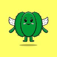 Cute cartoon Cactus character wearing wings vector