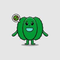 Cute cartoon cactus using mask to prevent virus vector