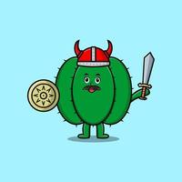 lindo personaje de dibujos animados cactus vikingo pirata vector