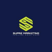 Abstract initial letter SM or MS logo in green color isolated in navy background applied for marketing agency company logo also suitable for the brands or companies have initial name MS or SM. vector