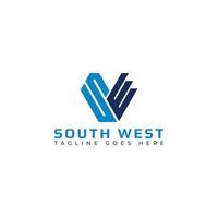 Abstract initial letter SW or WS logo in blue color isolated in white background applied for construction company logo also suitable for the brands or companies have initial name WS or SW. vector