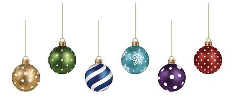 Realistic Christmas Ball Vector Illustration Set Isolated On A White Background.